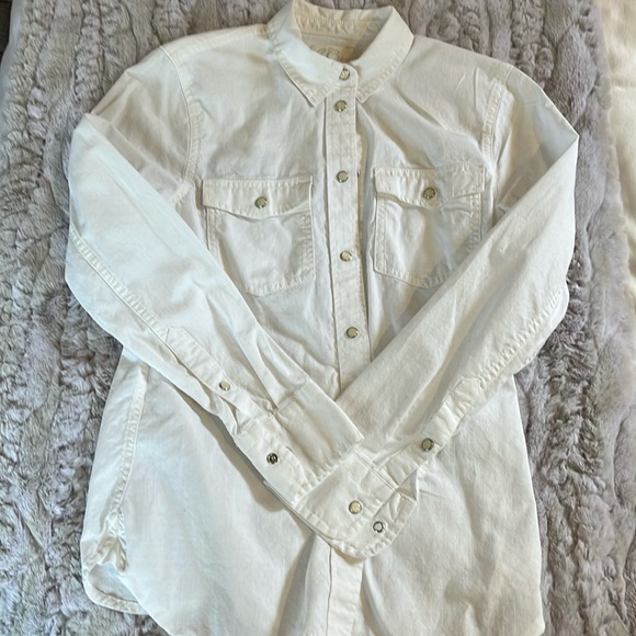 J Crew Western Chambray Shirt in White - Picture 2 of 6